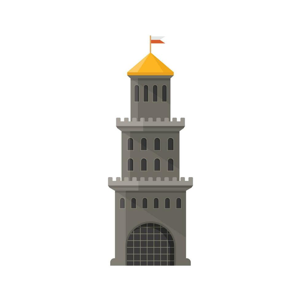 castelo torre ícone dentro plano estilo. medieval cidadela vetor ilustração em isolado fundo. fortaleza construção placa o negócio conceito.