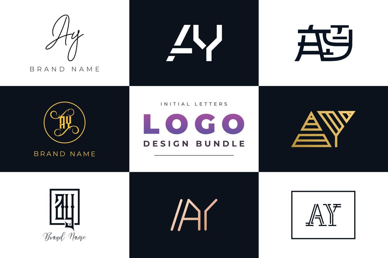 conjunto de letras iniciais de coleção ay design de logotipo. vetor