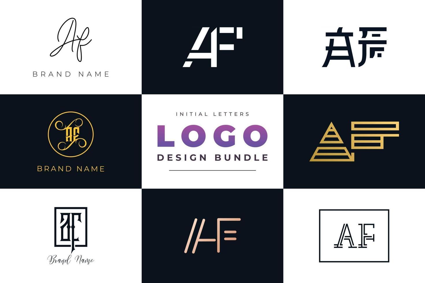 conjunto de letras iniciais de coleção af design de logotipo. vetor