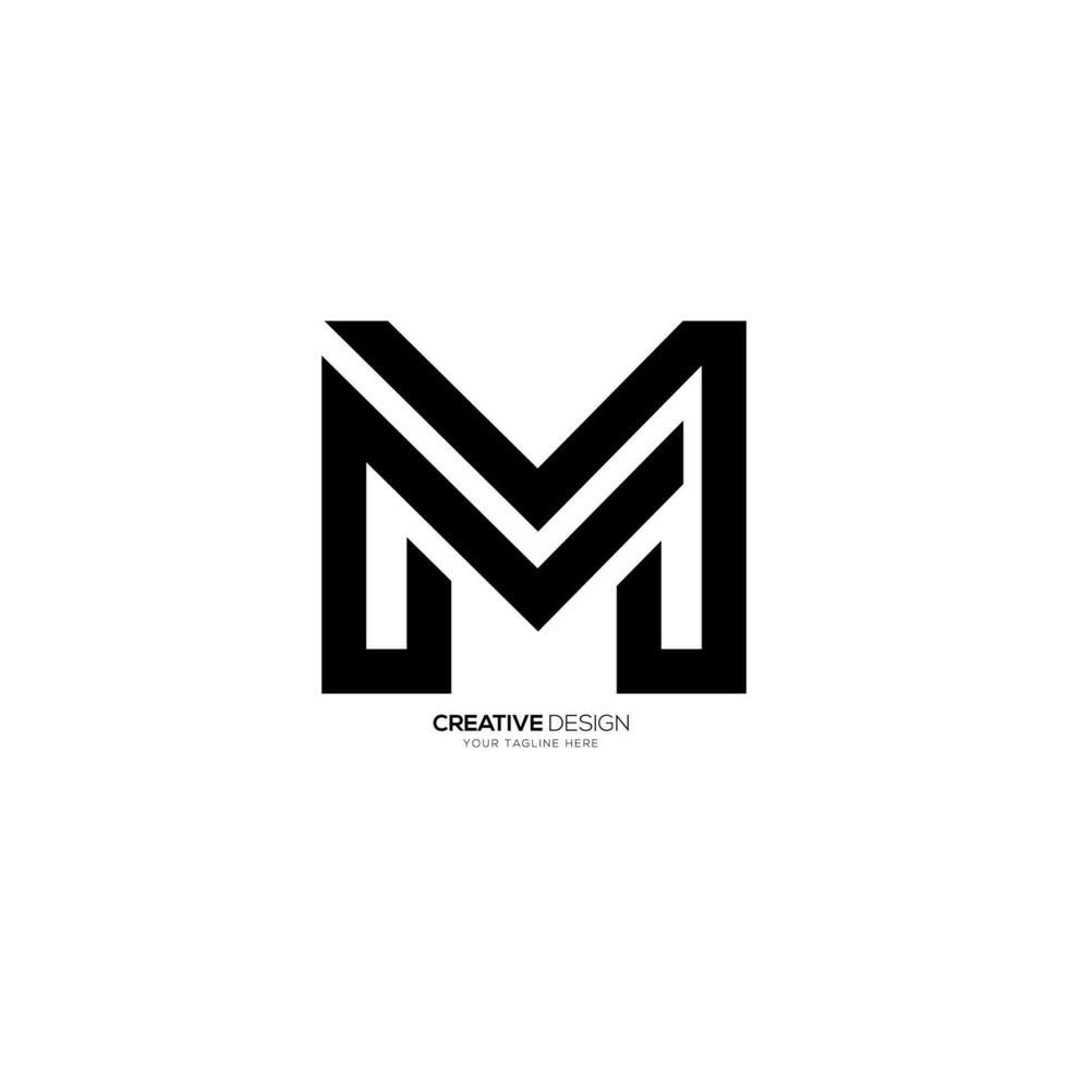 carta m moderno linha arte logotipo criativo único mínimo monograma logotipo vetor