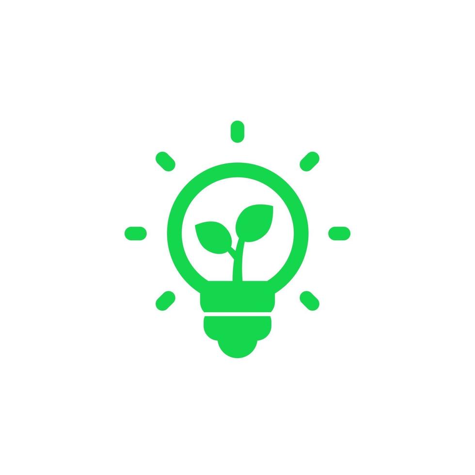 lâmpada e ícone de vetor de planta