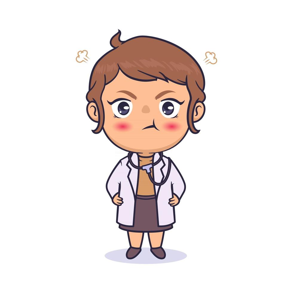 desenho de personagens vetoriais médico chibi kawaii vetor