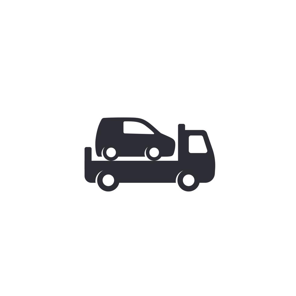 ícone de caminhão de reboque de carro em branco vetor