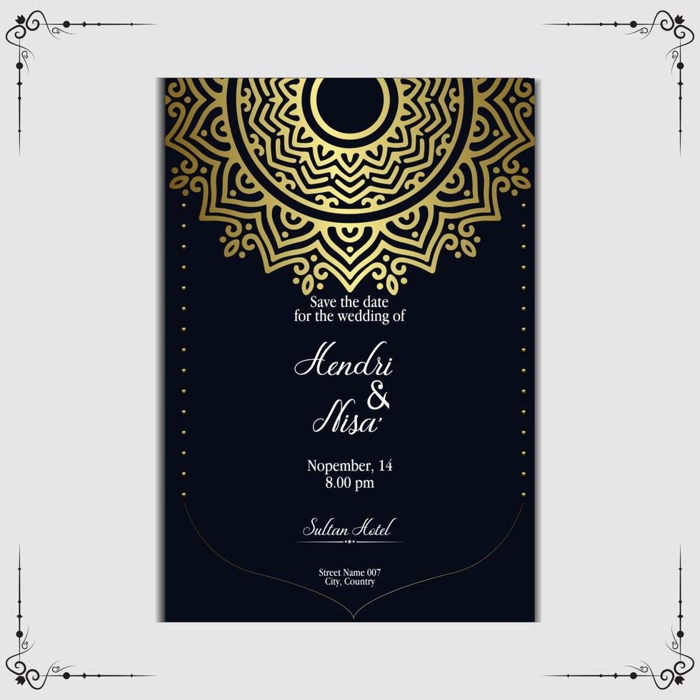 Fundo ornamentado de mandala de ouro de luxo para convite de casamento, capa do livro com elemento de mandala estilo vetor livre vetor livre