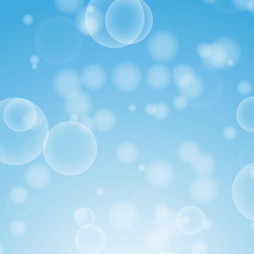 fundo abstrato azul claro com um bokeh em forma de círculos. mundo subaquático com bolhas de ar. ilustração vetorial. vetor