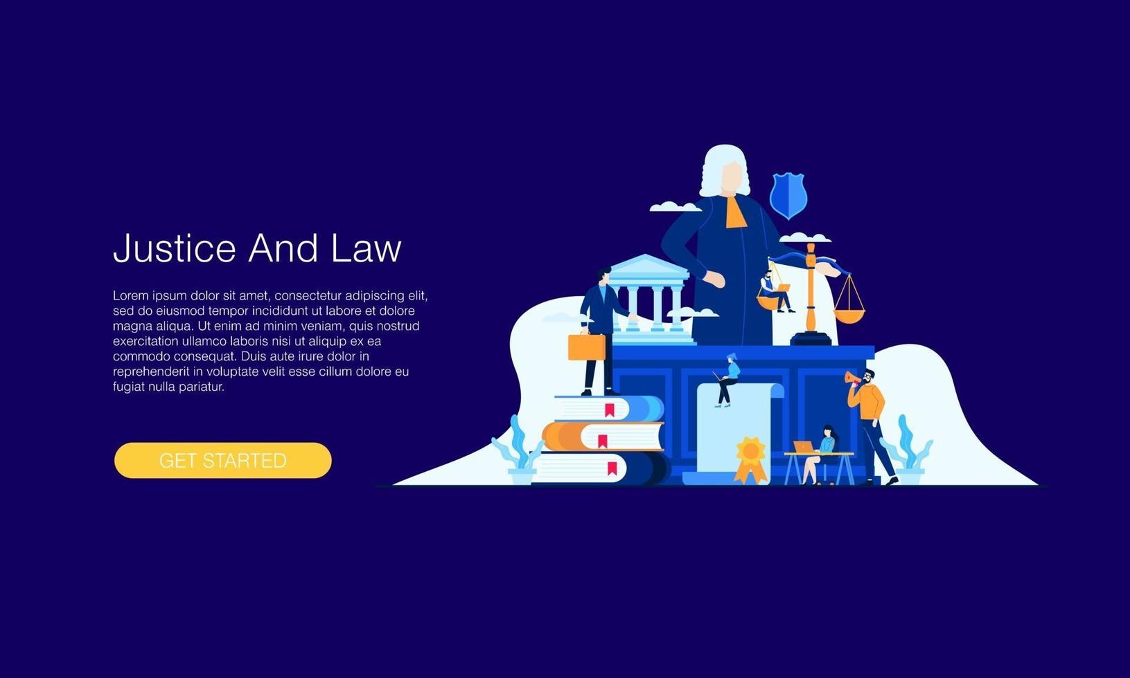 julgamento legal ilustração vetorial conceito modelo design de plano de fundo pode ser usado para apresentação web banner ui ux landing page vetor