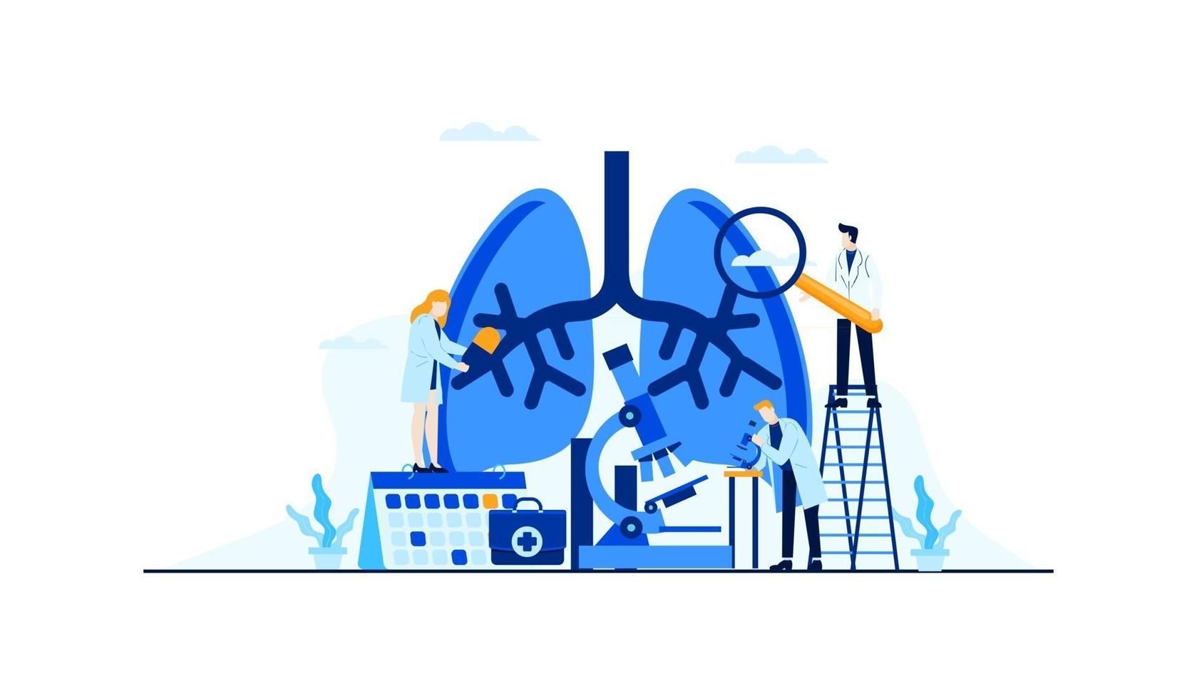 pulmão doença vetor ilustração plana pesquisa do médico para tratamento conceito design modelo banner