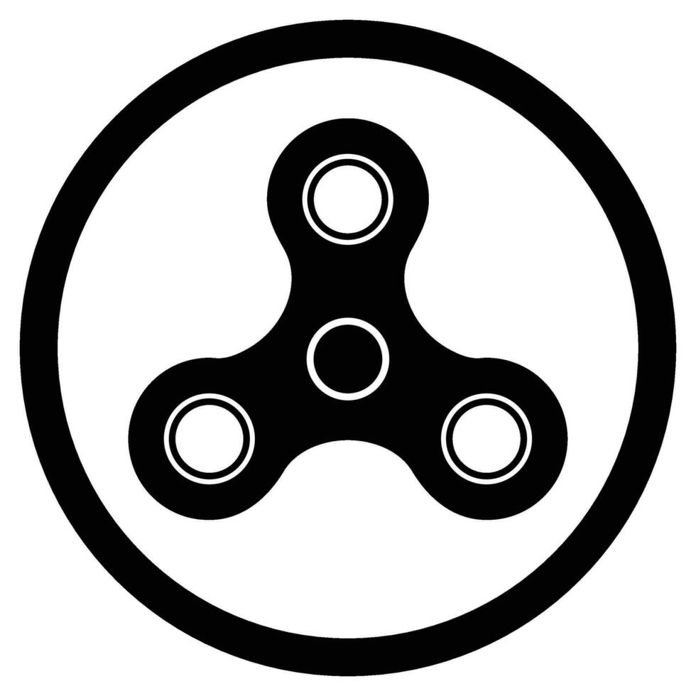 spinner Preto ícone. vetor inquietação mão rótulo monocromático, spinner circulação ícone brinquedo ilustração