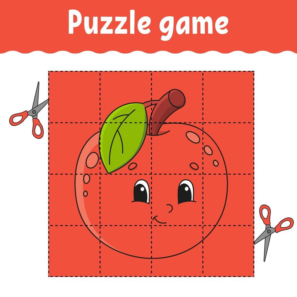 jogo de puzzle para crianças. planilha de desenvolvimento de educação. jogo de aprendizagem para crianças. página de atividades. para criança. enigma para a pré-escola. ilustração em vetor plana simples simples no estilo bonito dos desenhos animados.