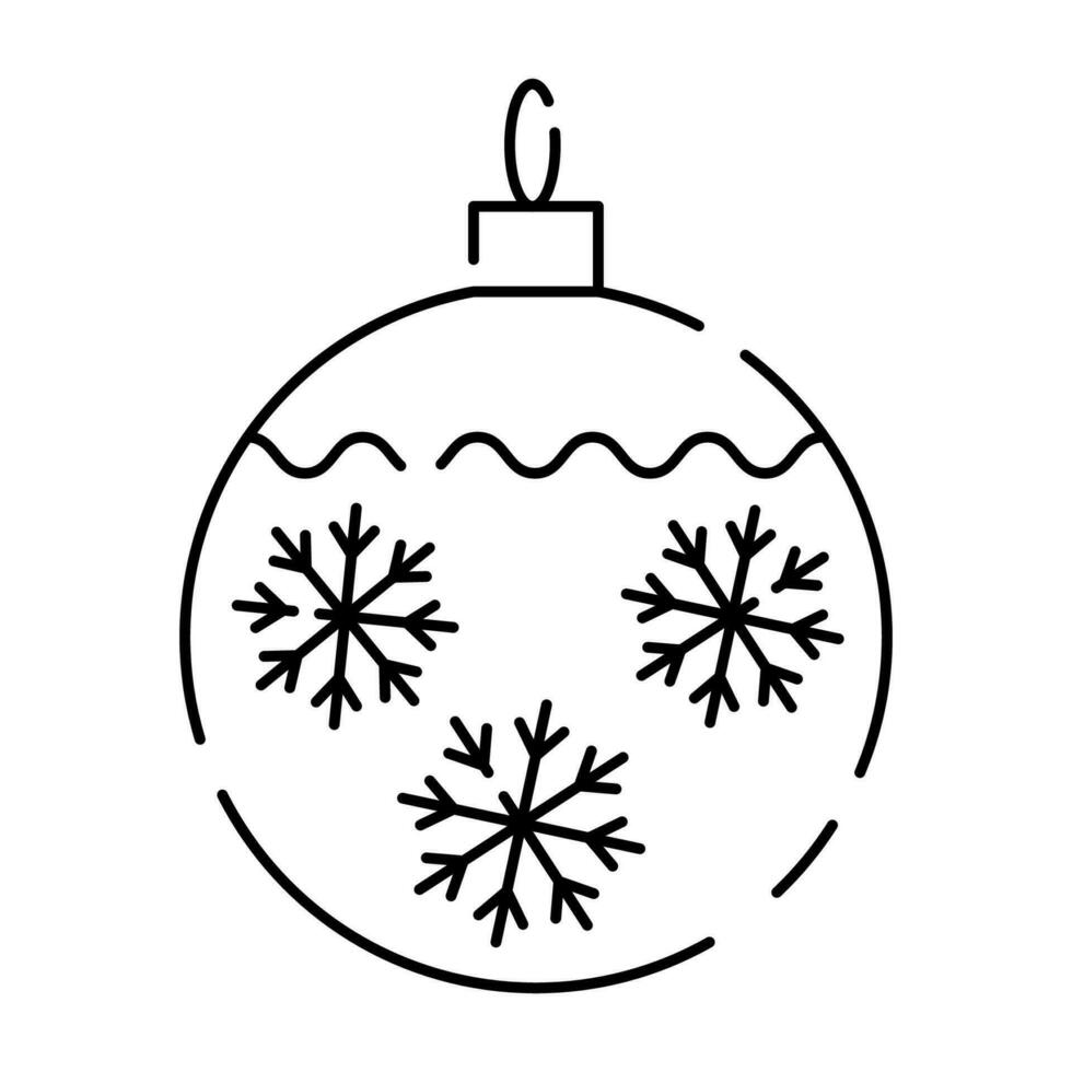 Natal -bola linha ícone vetor. feliz Novo ano e feriado. Natal árvore brinquedos ou bola. decoração. vetor