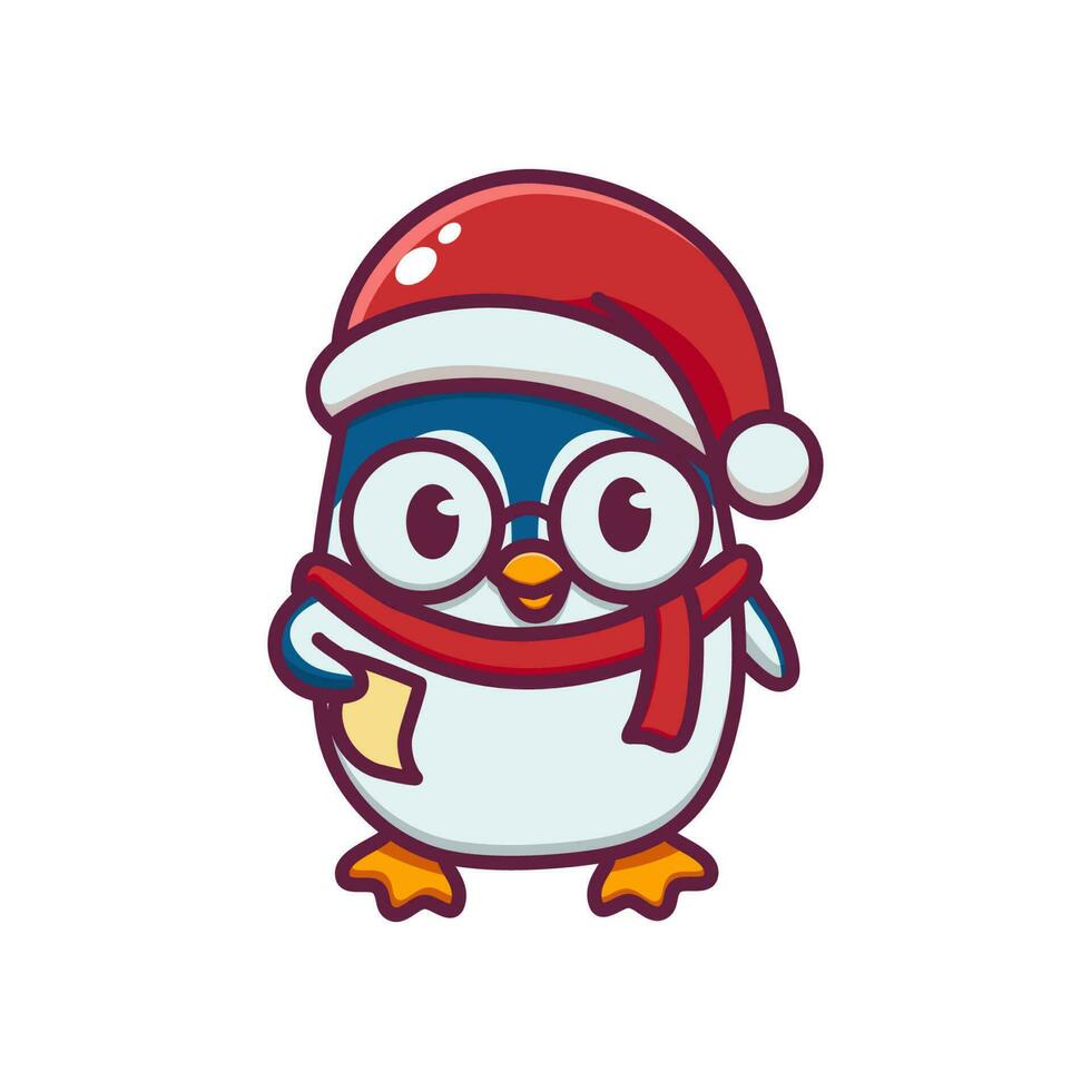 fofa mão desenhado pinguins - alegre Natal saudações vetor