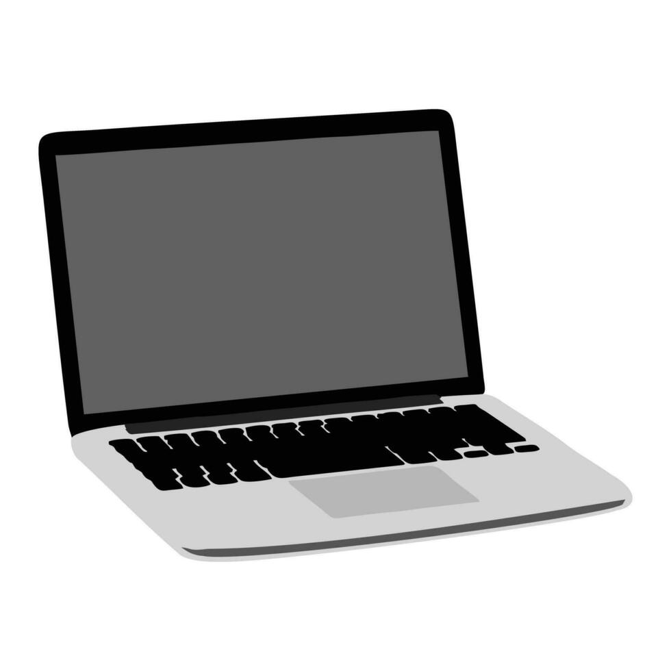 computador portátil computador isolado em uma branco fundo, vetor ilustração, eps 10. Preto simples plano Projeto