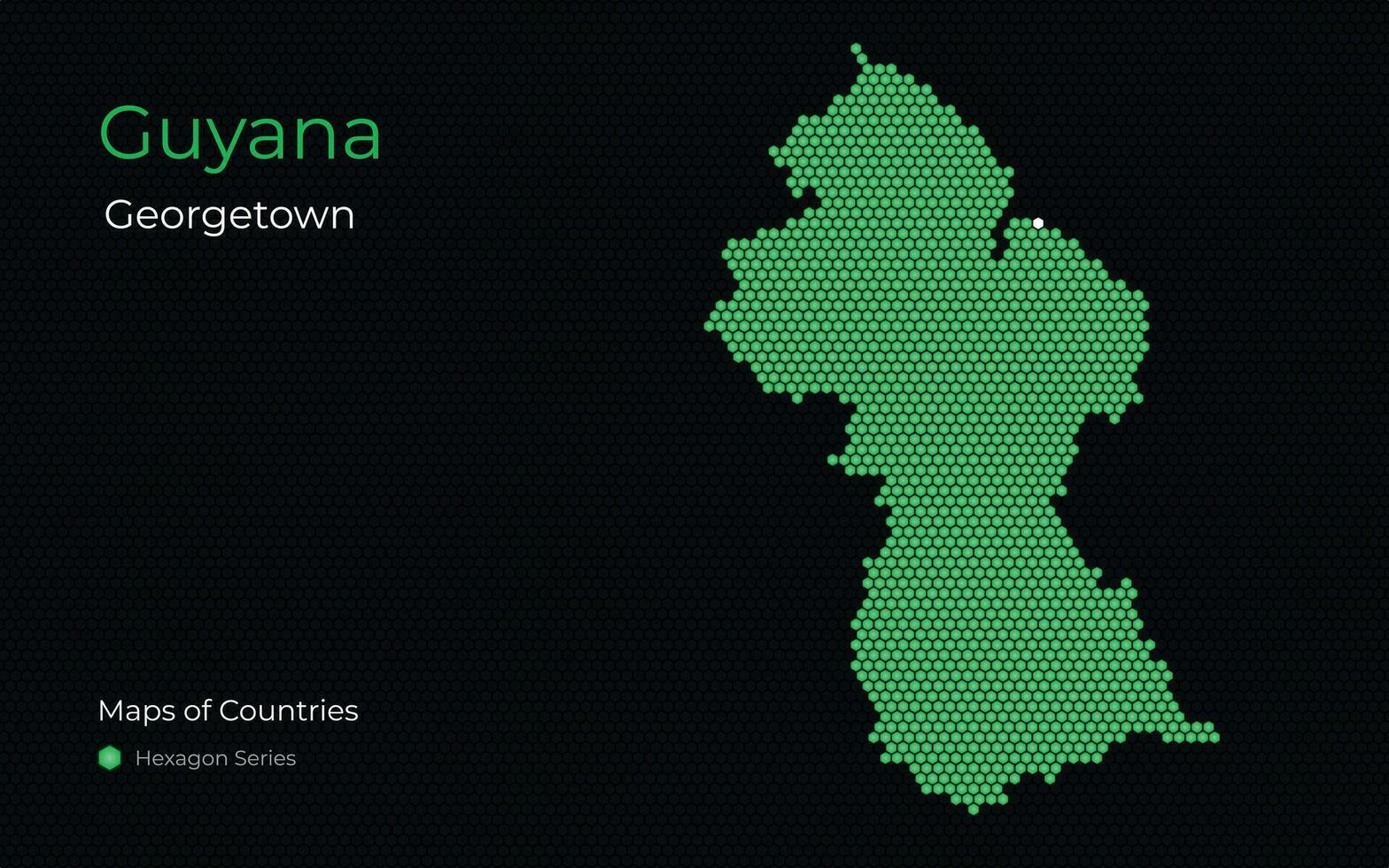 Guiana, georgetown. criativo vetor mapa. mapas do países, hexágono Series. sul América