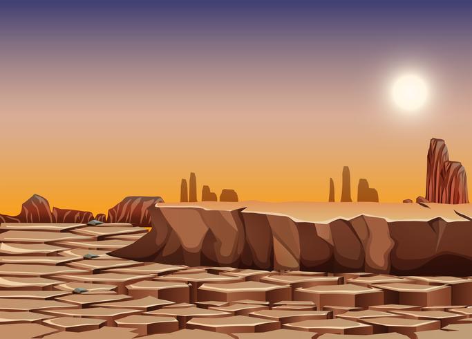 Cena de paisagem do deserto seco vetor