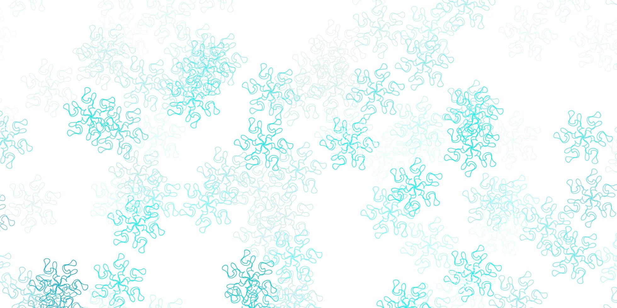 fundo azul claro do doodle do vetor com flores.