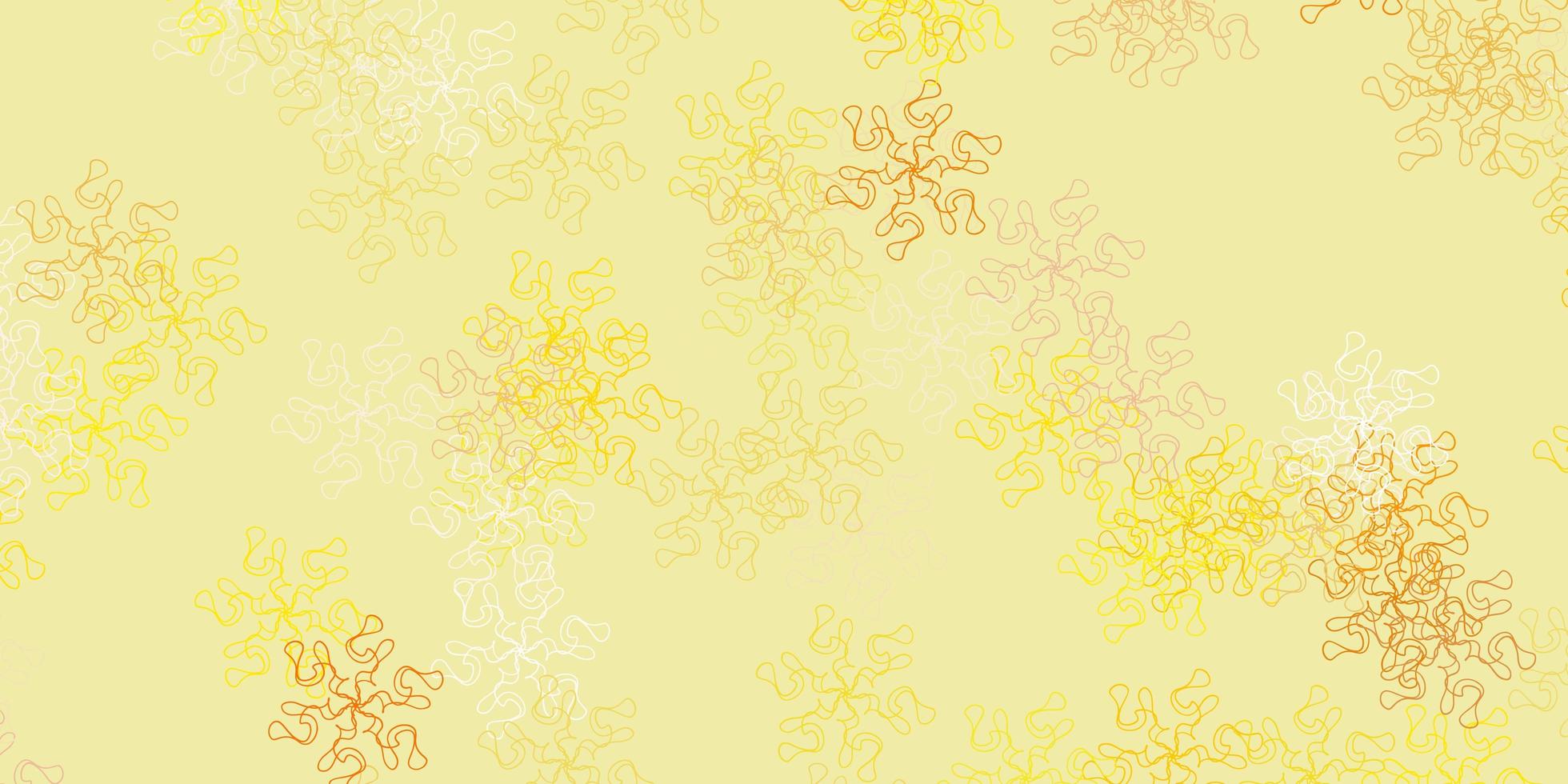 padrão de doodle de vetor amarelo claro com flores.