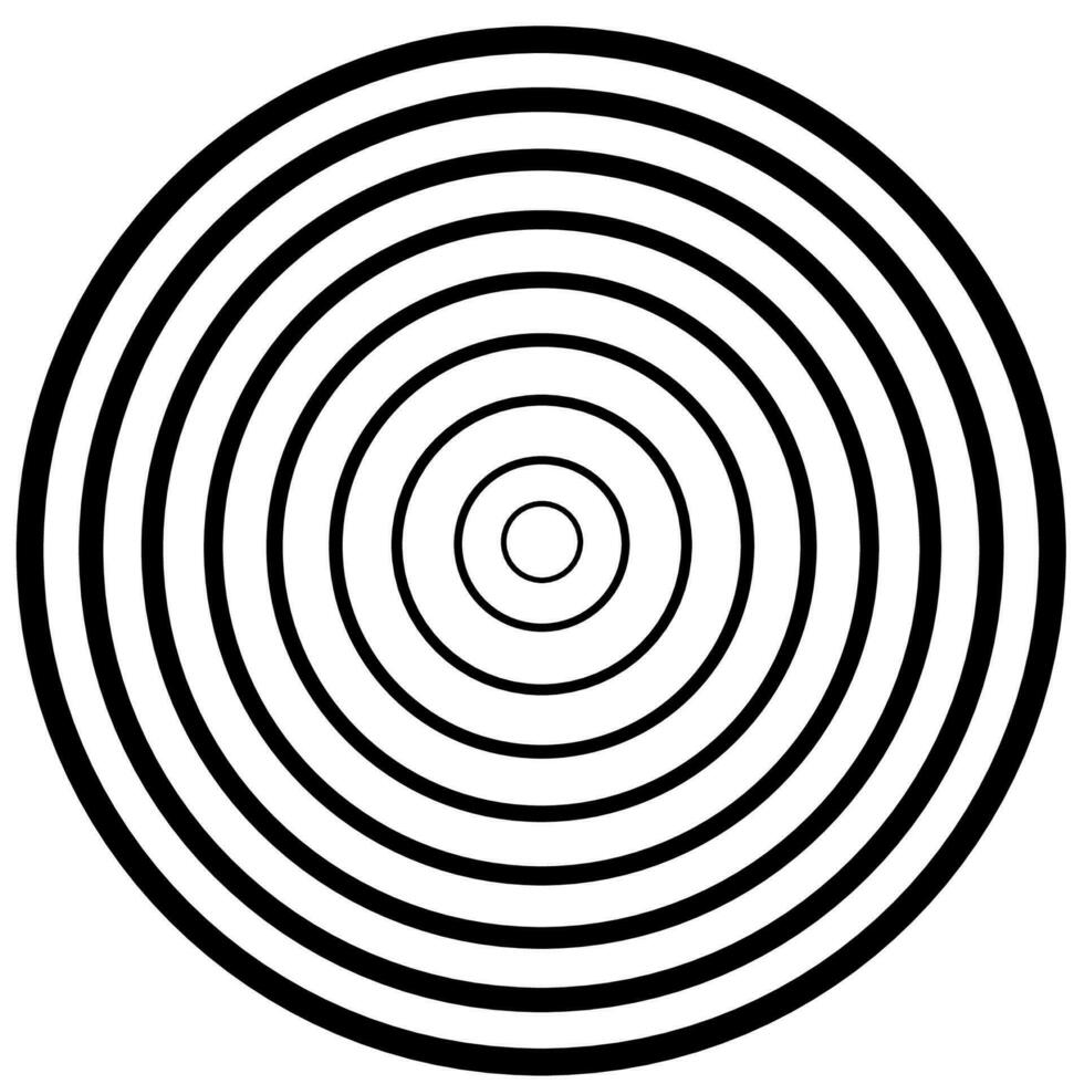 hipnótico forma do Preto linhas formando circular formas em branco fundo. vetor