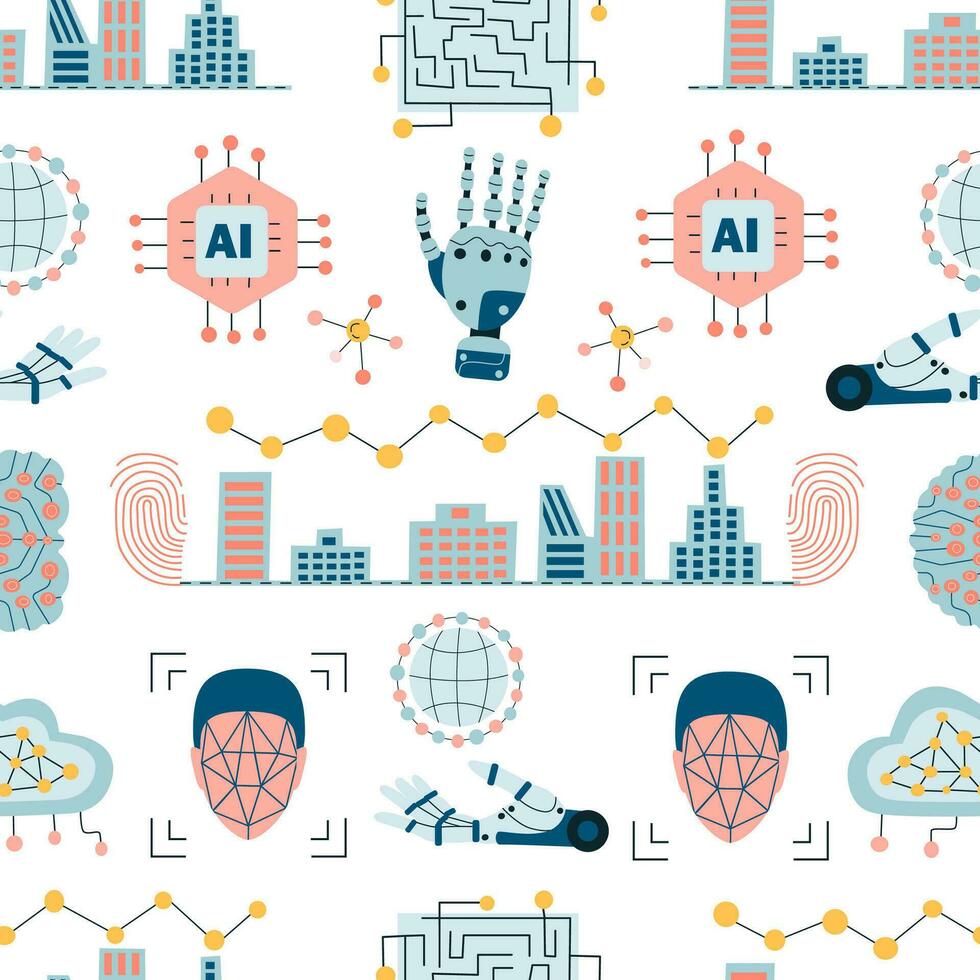 tecnologia desatado padronizar com mão desenhado neural redes vetor