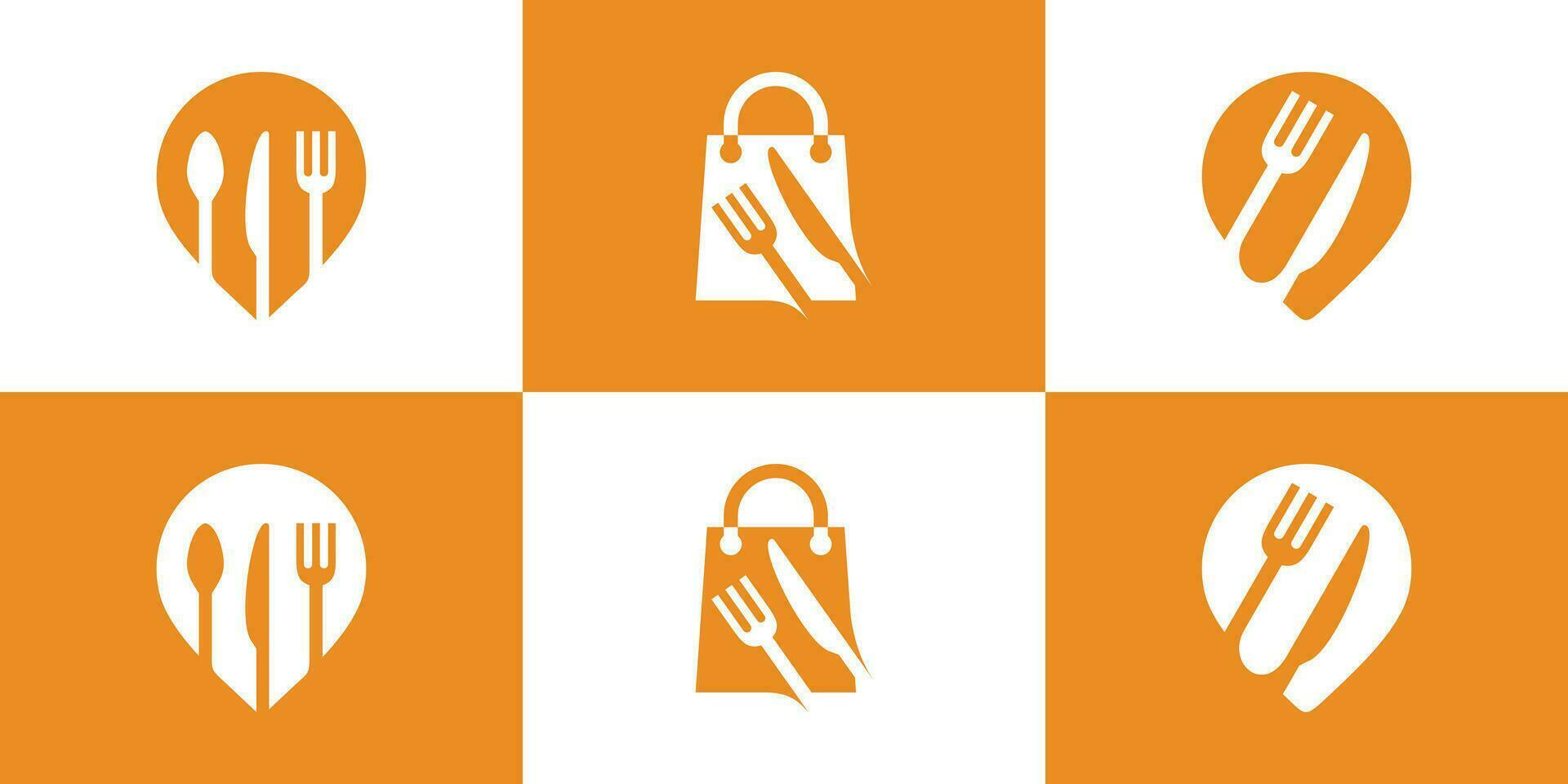 conjunto Comida logotipo Projeto com criativo estilo conceito Prêmio vetor