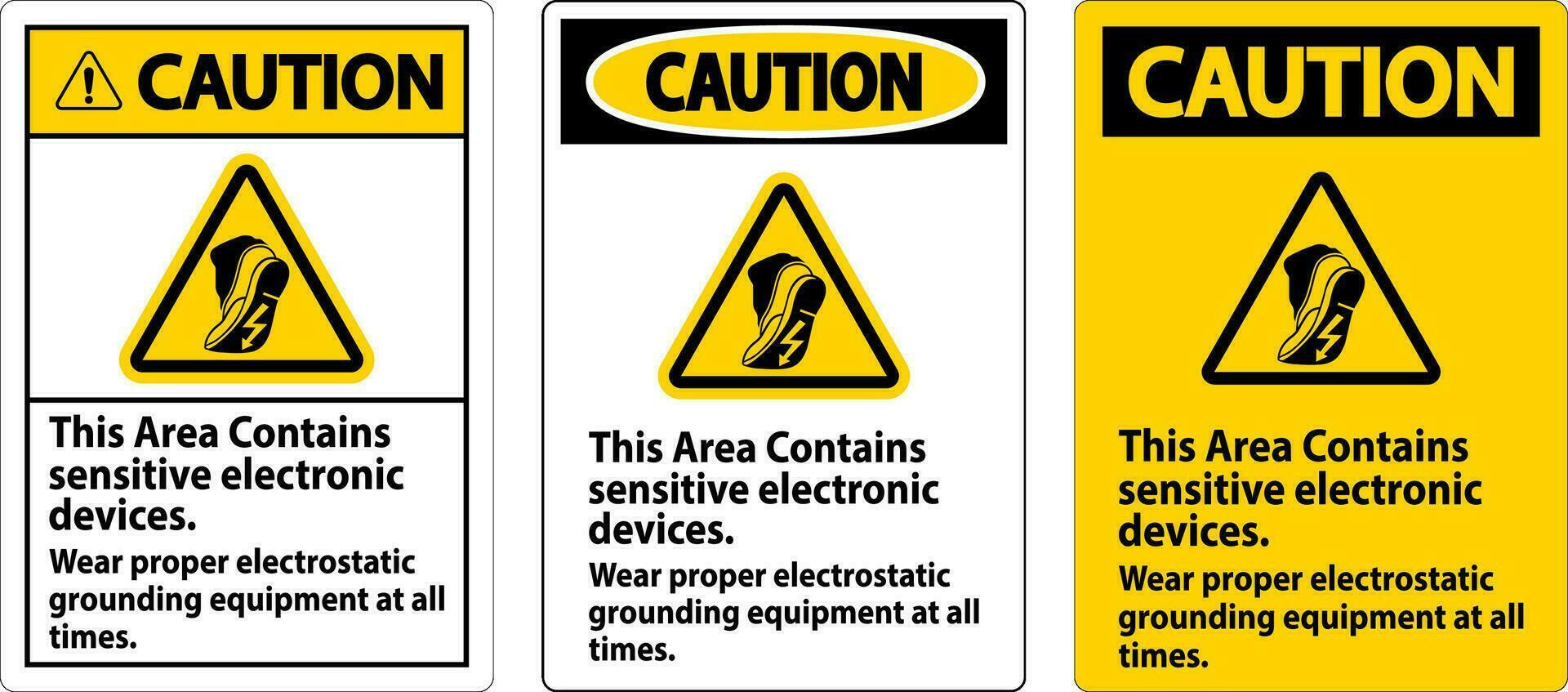 Cuidado placa isto área contém sensível eletrônico dispositivos, vestem apropriado eletrostática aterramento equipamento às todos vezes vetor
