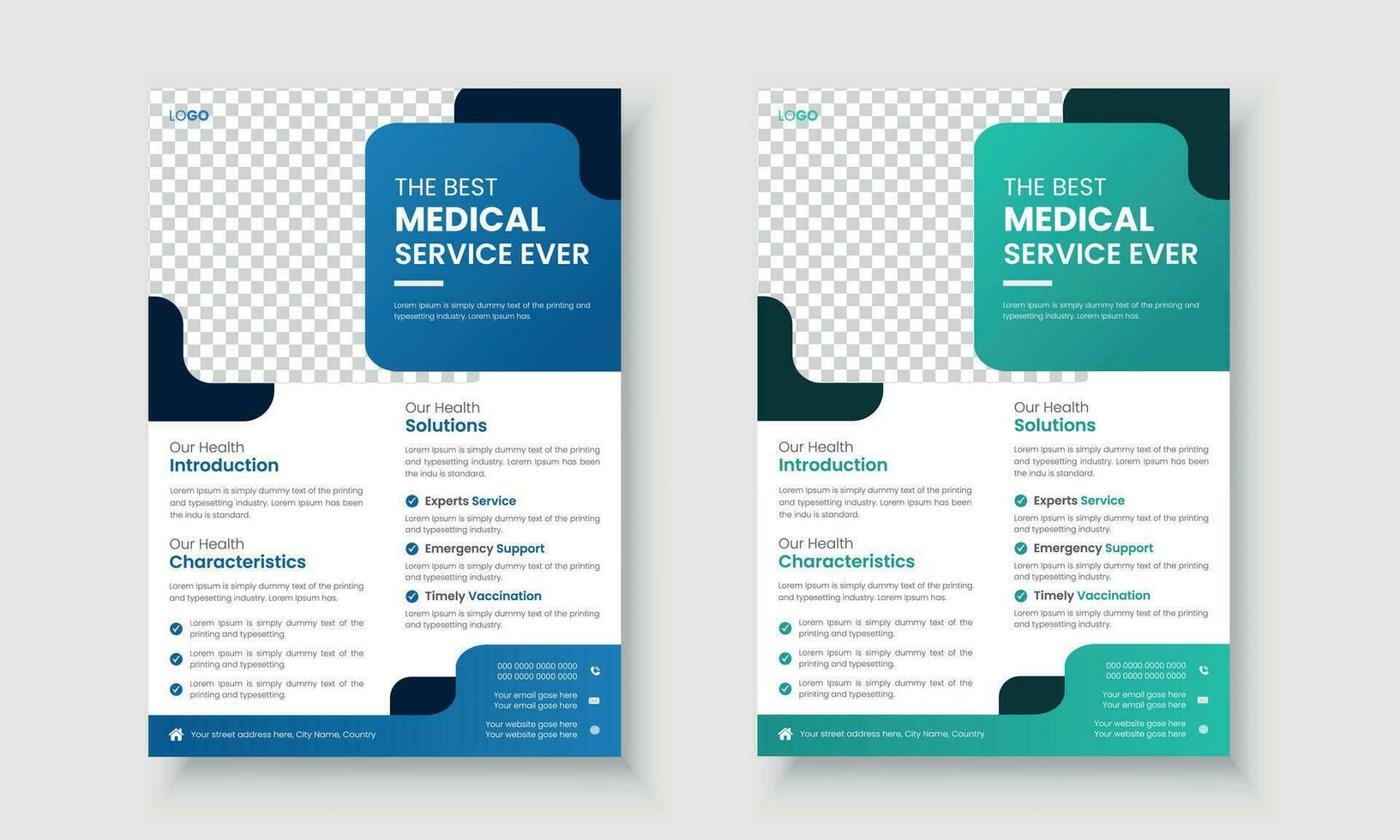 corporativo médico cuidados de saúde folheto modelo Projeto e uma relatório e folhetos para impressão e apresentação vetor ilustração.