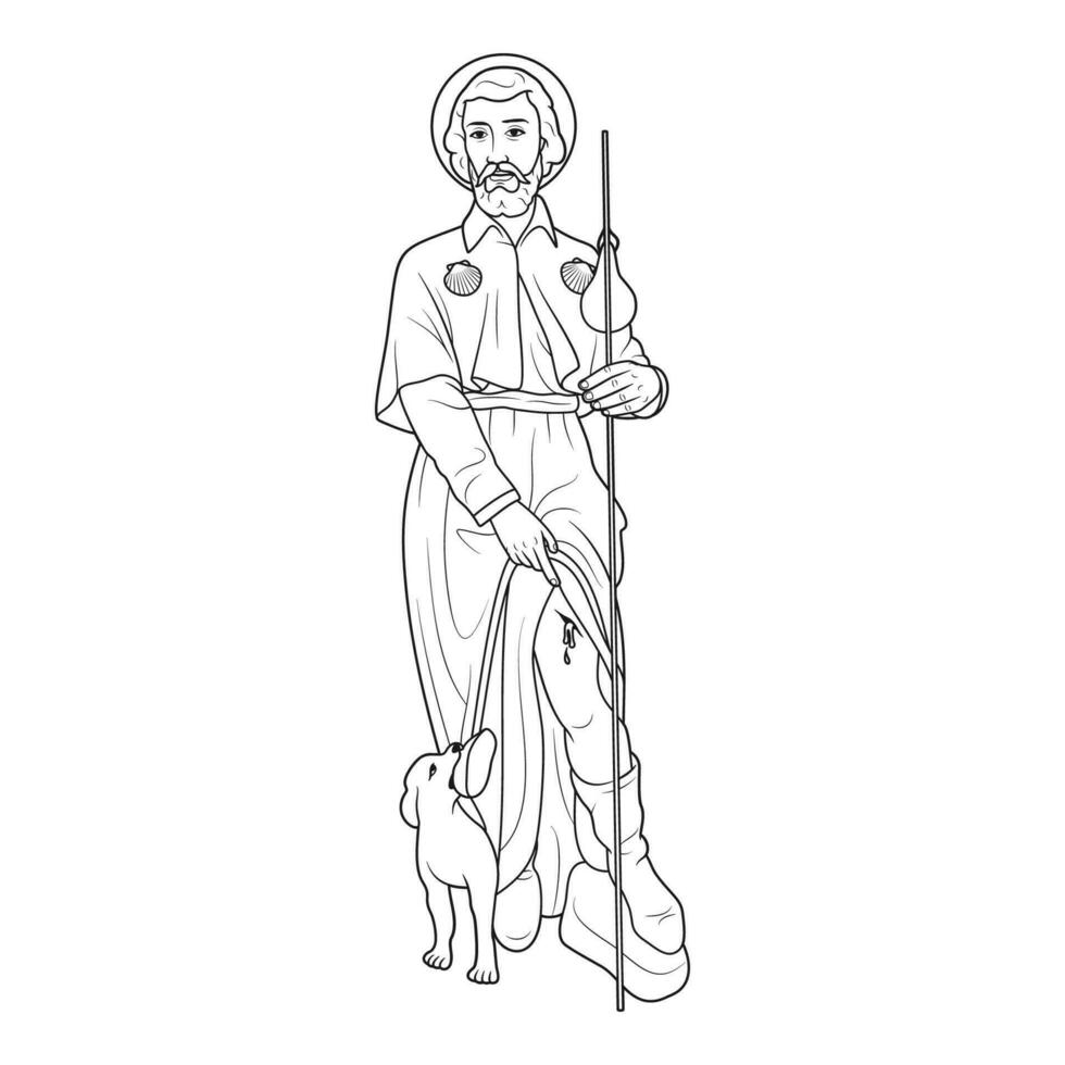 santo roch do Montpellier vetor ilustração esboço monocromático