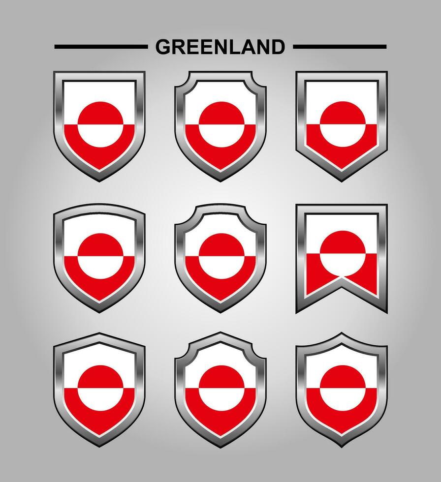 Groenlândia nacional emblemas bandeira com luxo escudo vetor