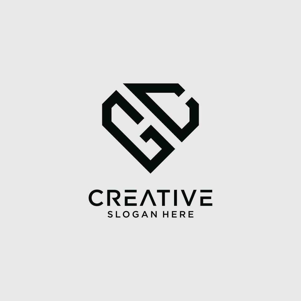 criativo estilo gc carta logotipo Projeto modelo com diamante forma ícone vetor