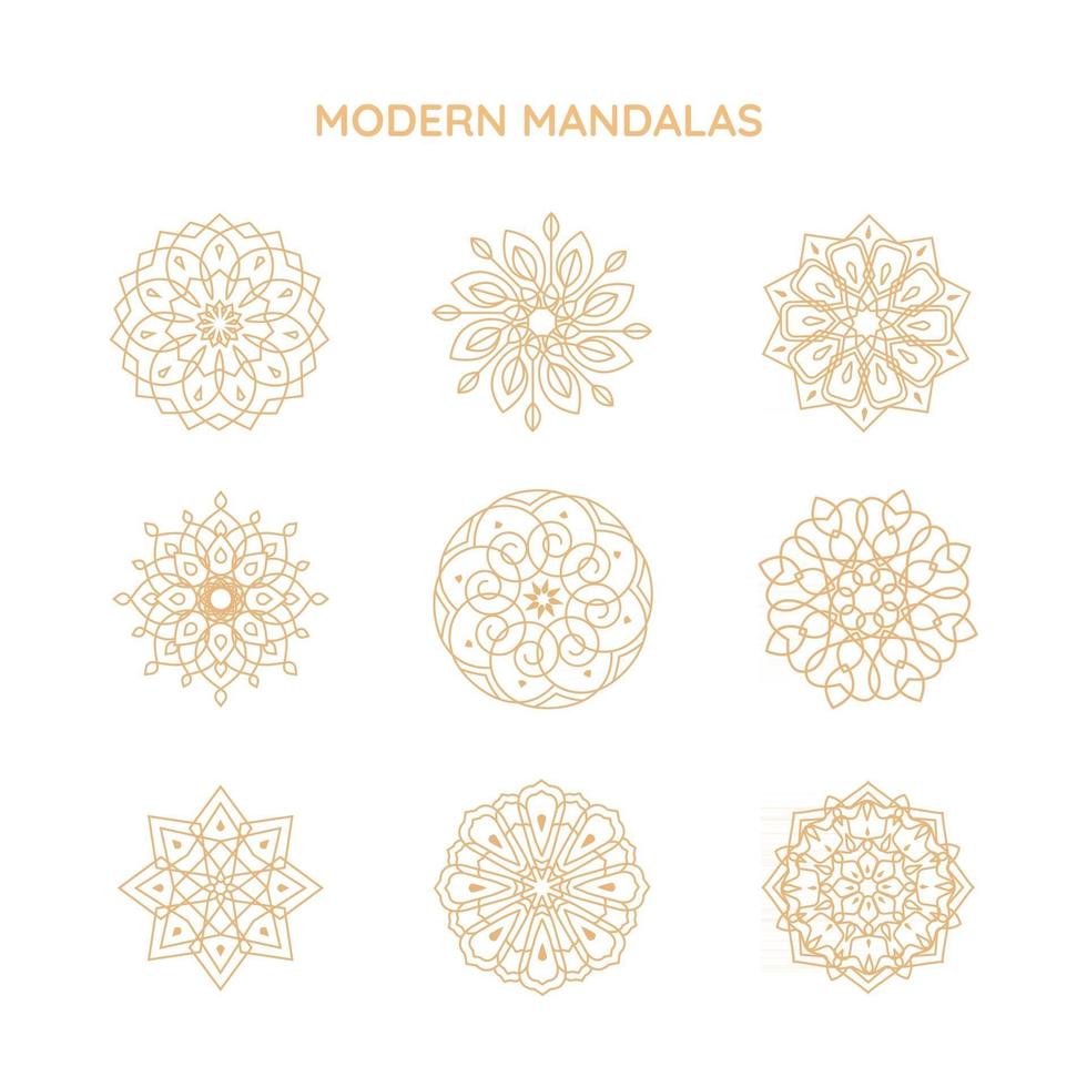 modelos de vetor de logotipo mandalas modernas, símbolos abstratos em estilo étnico ornamental, emblemas para produtos de luxo, hotéis, boutiques, joias, cosméticos orientais, spa, restaurantes, lojas e lojas.