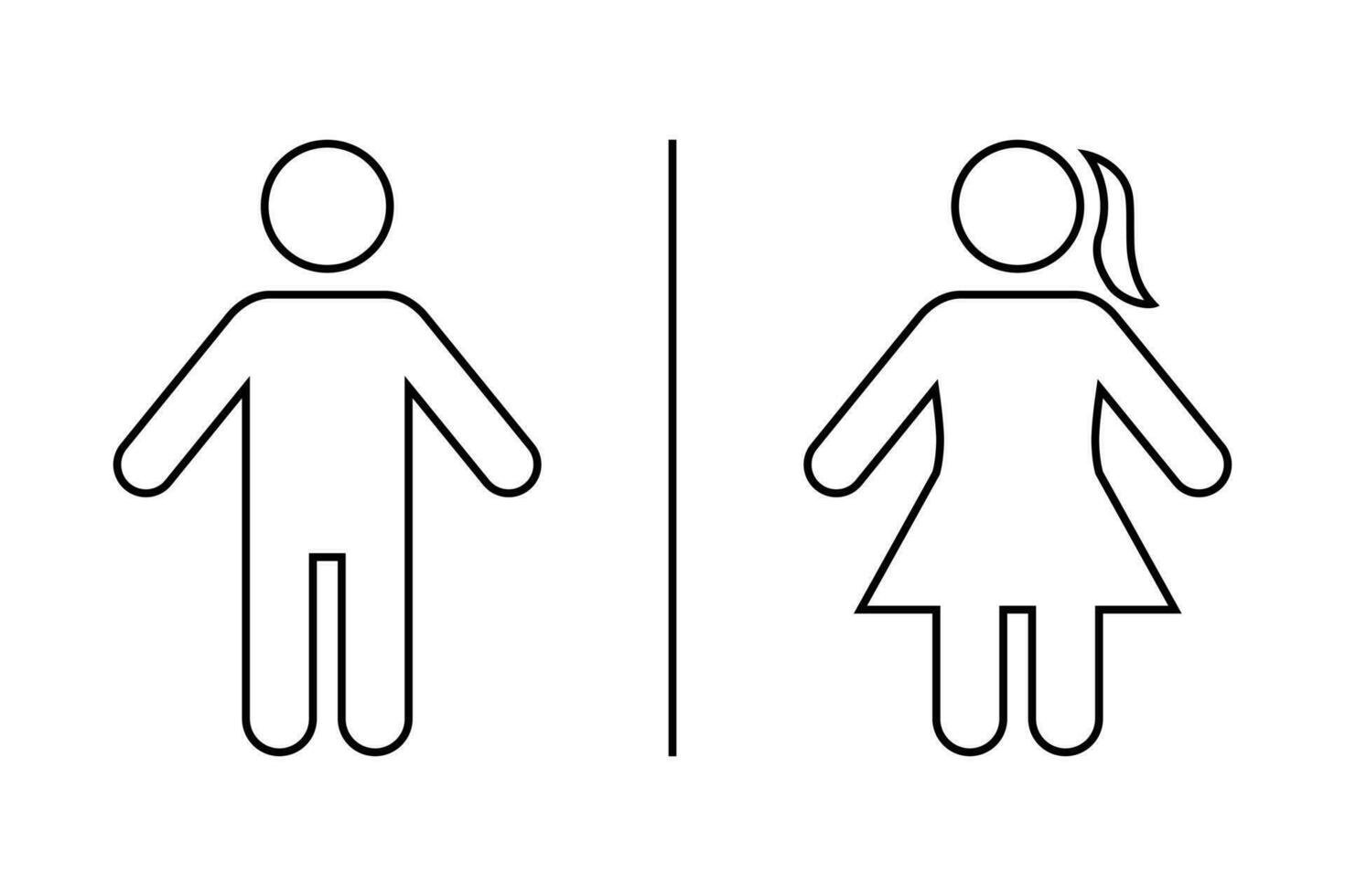 homem e mulher banheiro ícone vetor dentro linha estilo. masculino e fêmea gênero placa símbolo