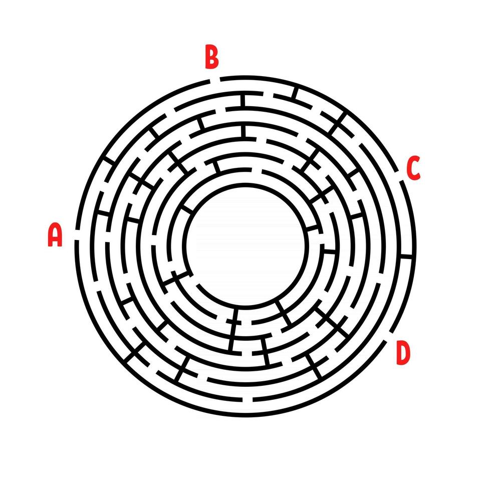 labirinto redondo abstrato. jogo para crianças. quebra-cabeça para crianças. encontre o caminho certo. enigma do labirinto. ilustração em vetor plana isolada no fundo branco. com lugar para sua imagem.