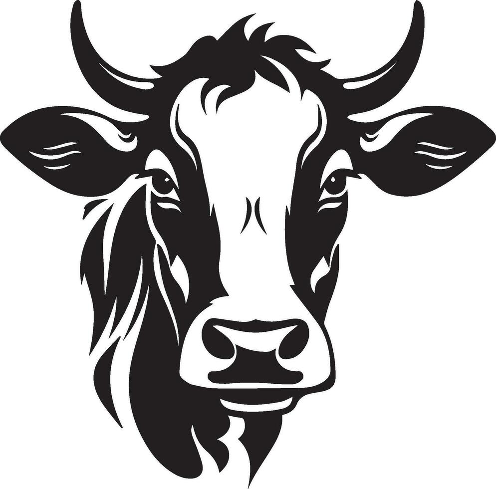 vaca cabeça vetor ilustração silhueta logotipo