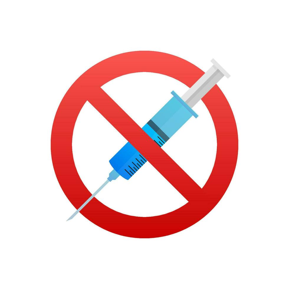 Pare drogas placa. não seringa. proibição do vacinação, banimento injeção. movimento gráficos 4k vetor