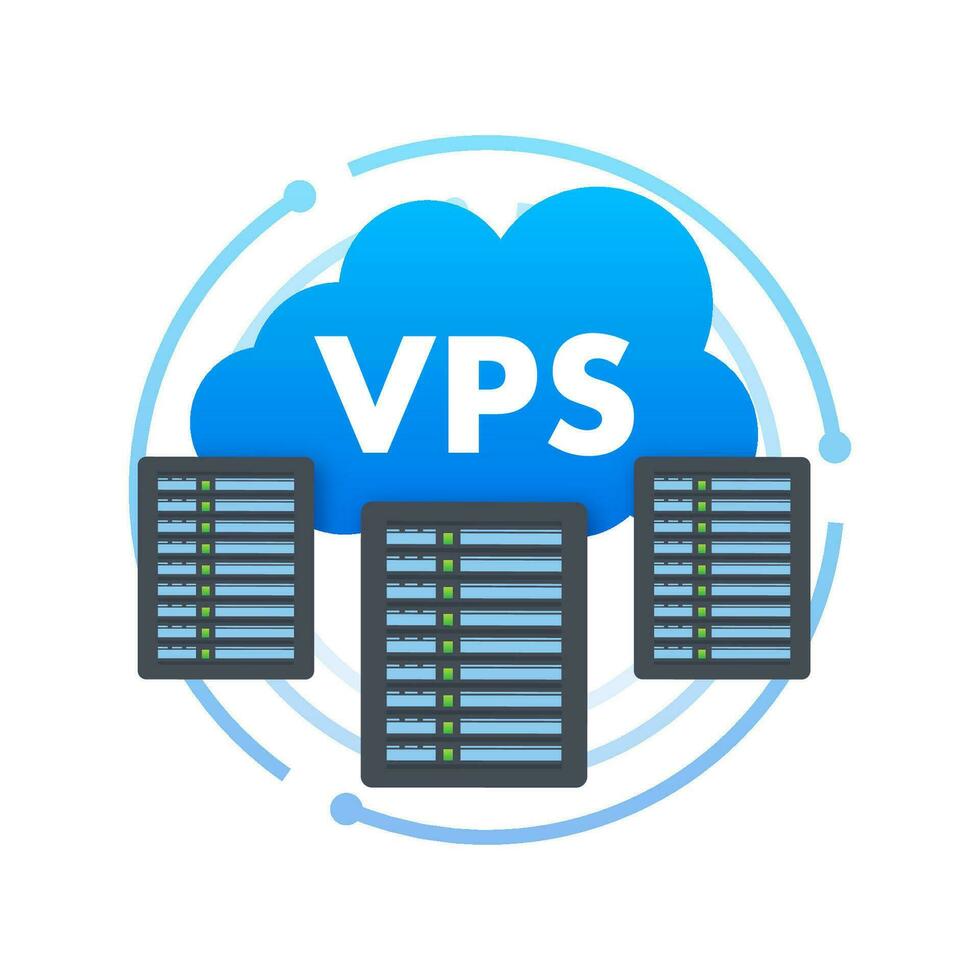 vps virtual privado servidor rede hospedagem Serviços a infraestrutura tecnologia. vetor estoque ilustração.