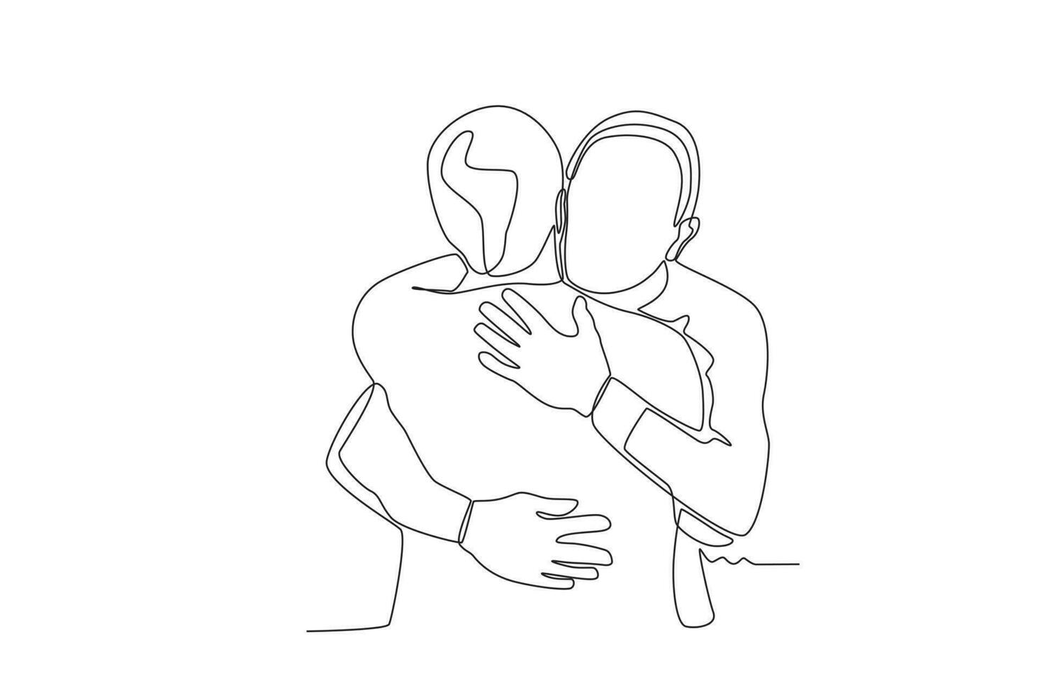 solteiro contínuo linha desenhando uma par do avós abraçando cada de outros vetor