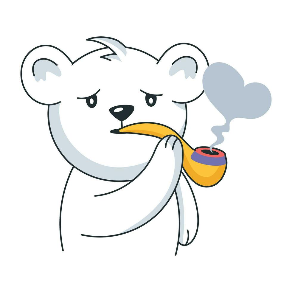 na moda Urso fumar vetor