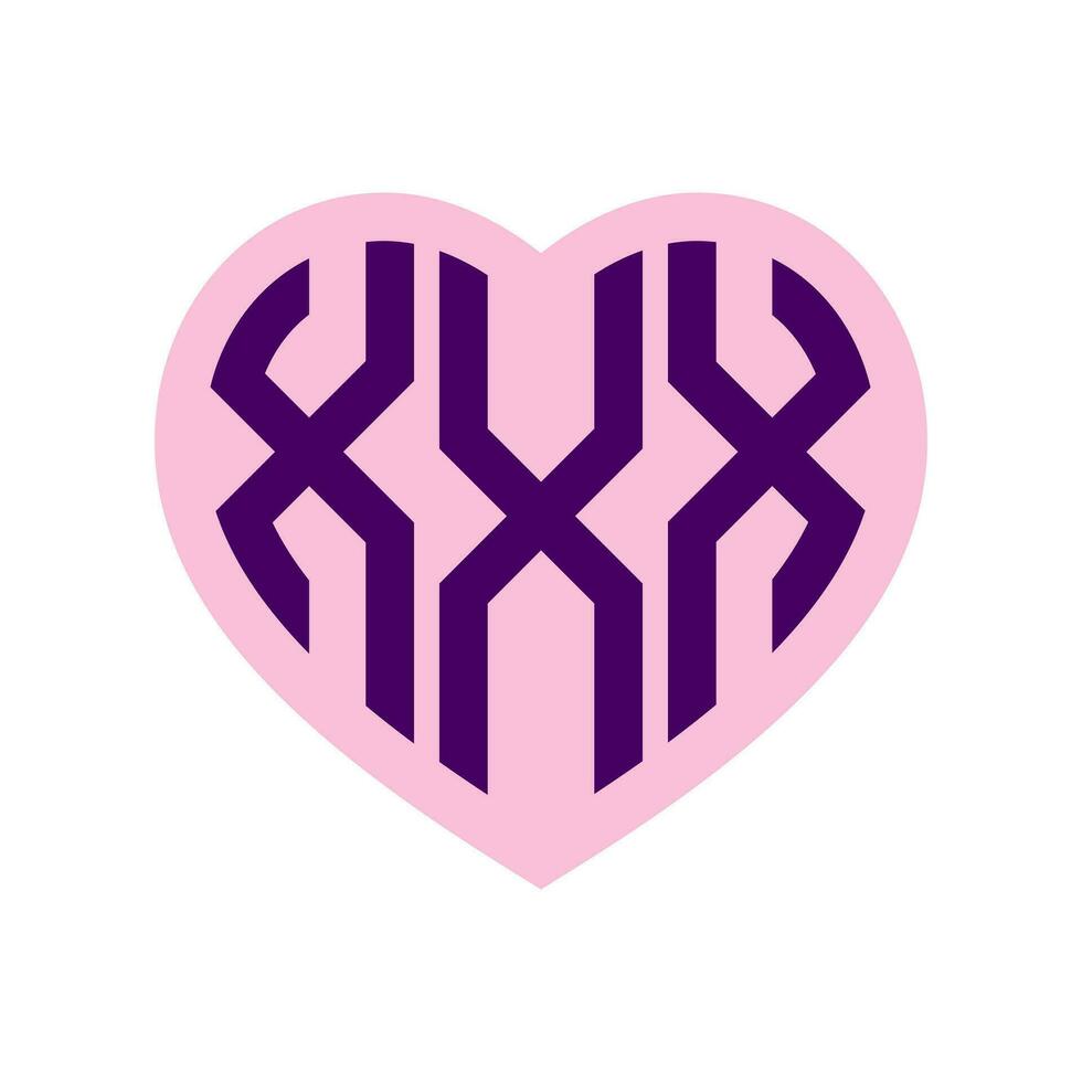logotipo x coração monograma 3 cartas alfabeto Fonte amor logotipo namorados logótipo bordado vetor