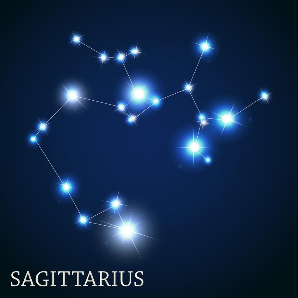 Ilustração do vetor do signo sagitário das belas estrelas brilhantes