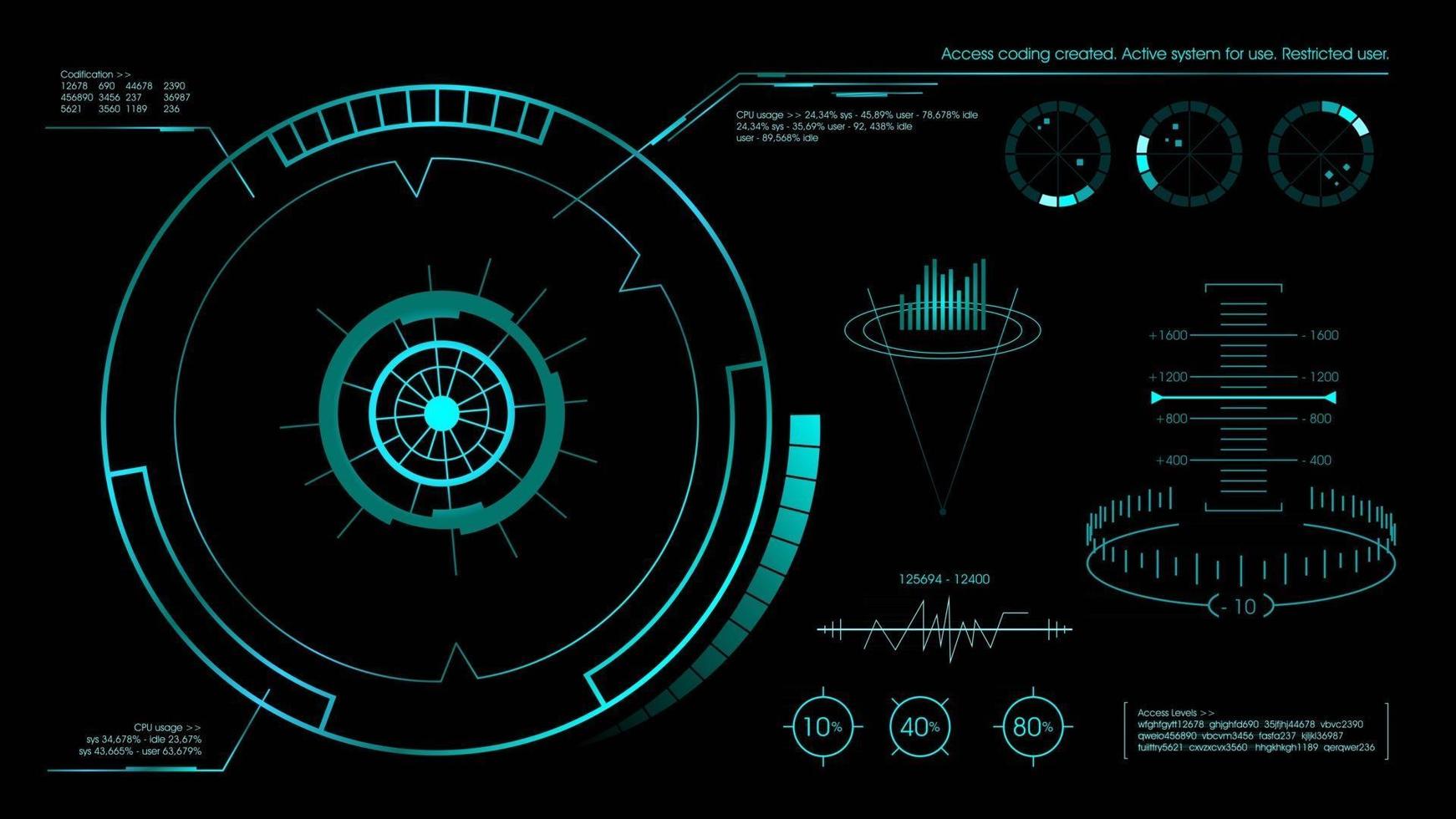 interface de usuário hud futurista preta. ilustração vetorial. vetor