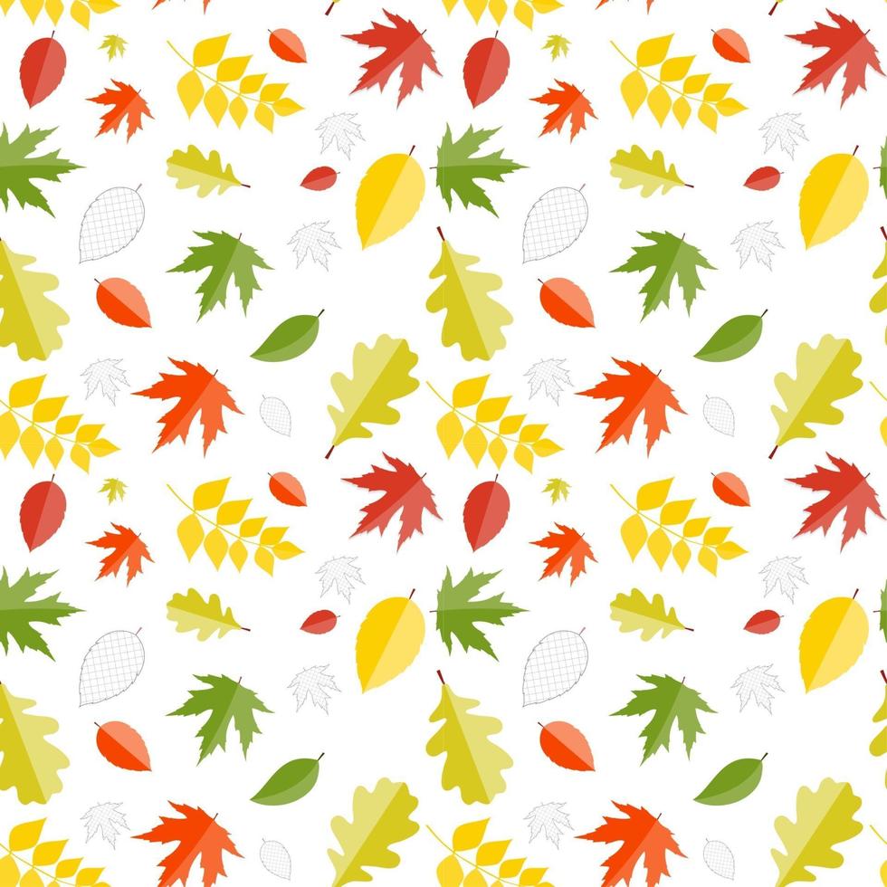 folhas naturais de outono brilhantes sem costura de fundo. ilustração vetorial vetor