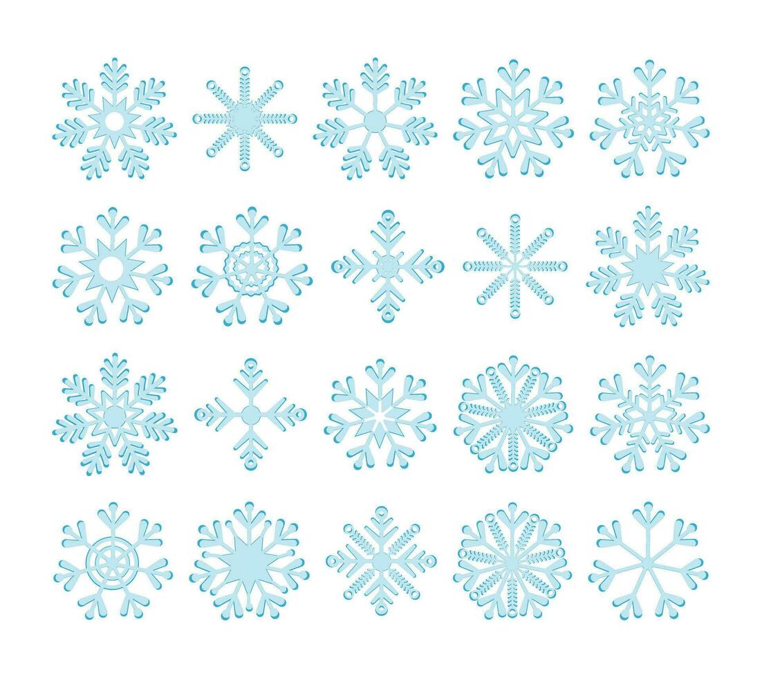 conjunto do floco de neve projetos. inverno símbolo do congeladas neve Floco silhueta padronizar. decoração para Natal e Novo ano celebrações. vetor neve cristal ícones.