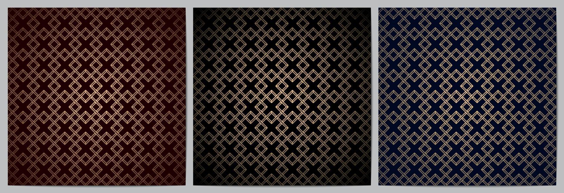 conjunto de padrão geométrico abstrato sem costura com linhas douradas. vetor