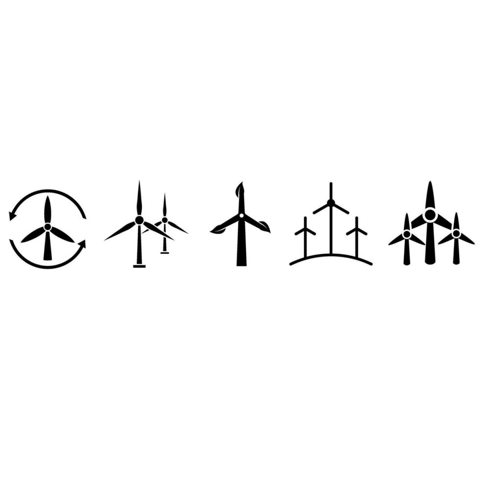 vento energia ícone vetor definir. moinho de vento ilustração placa coleção. vento poder plantar símbolo. alternativo energia logotipo.