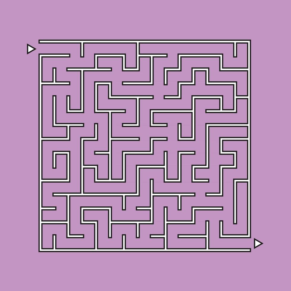 labirinto quadrado abstrato. um jogo interessante e útil para crianças. puzzle infantil com uma entrada e uma saída. enigma do labirinto. ilustração em vetor plana simples isolada na cor de fundo.