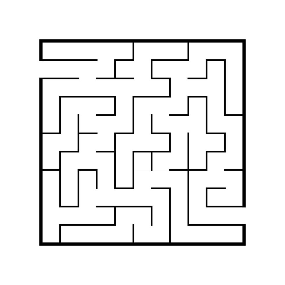 labirinto quadrado abstrato. jogo para crianças. quebra-cabeça para crianças. uma entrada, uma saída. enigma do labirinto. ilustração em vetor plana isolada no fundo branco.