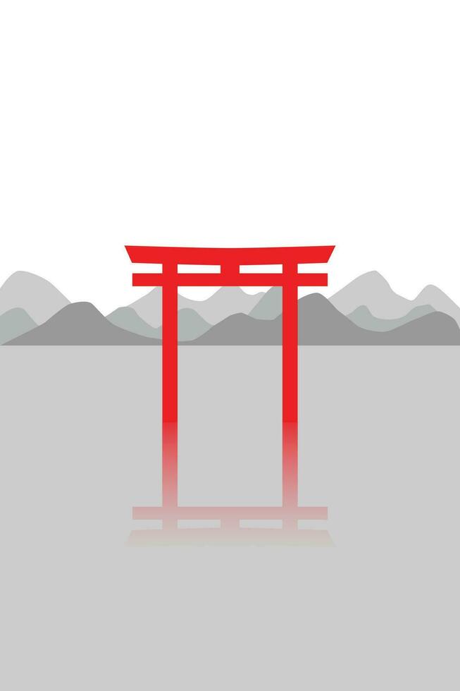 japonês tradicional portão minimalista ilustração vetor