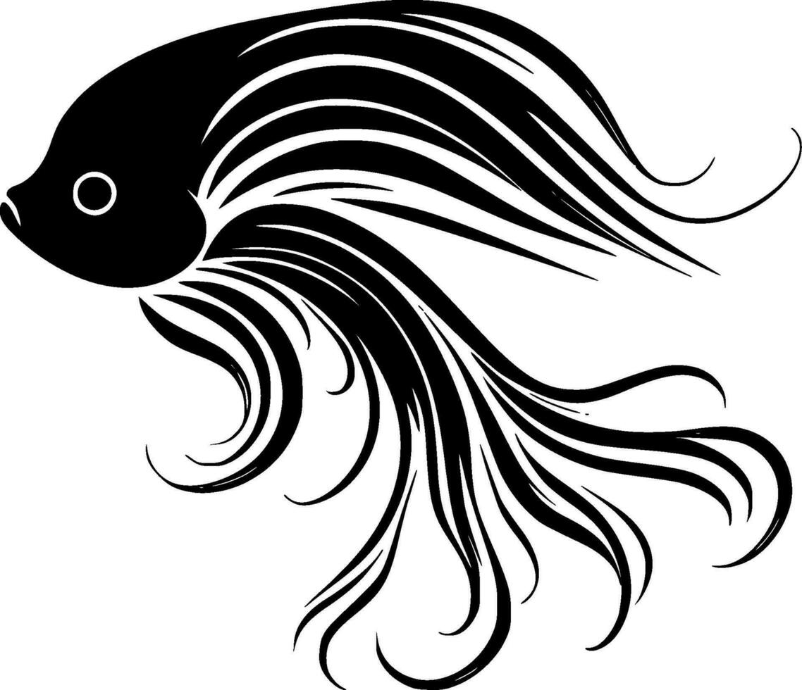 peixe - Preto e branco isolado ícone - vetor ilustração