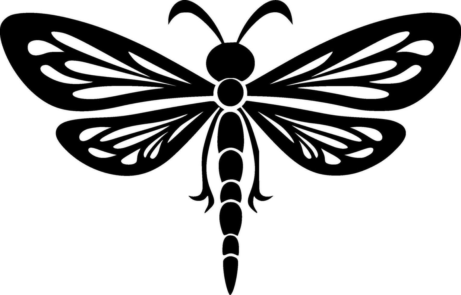 libélula - Preto e branco isolado ícone - vetor ilustração