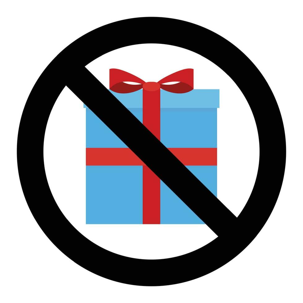 não presente e surpresa. banimento caixa de presente fita, não feriado, proibição Natal e aniversário presentes. vetor ilustração