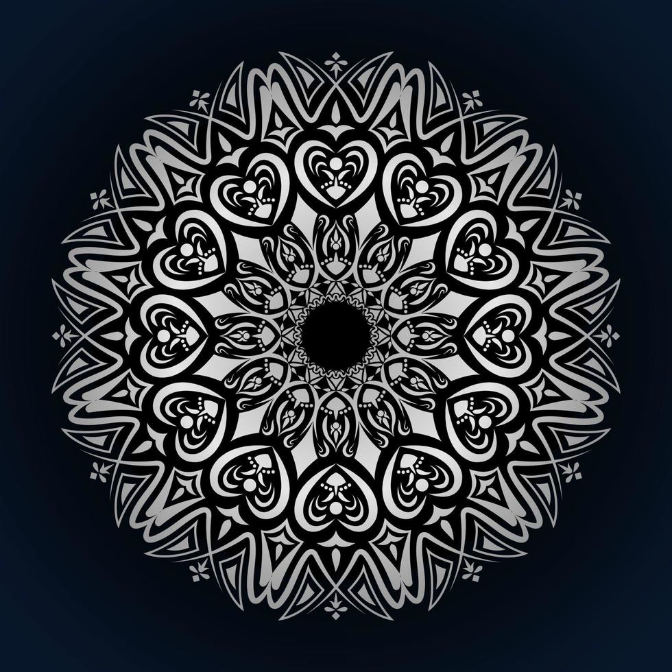 Fundo de desenho de mandala ornamental de luxo com cor prata vetor